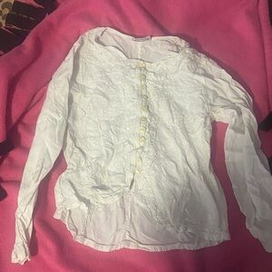 vintage revaz white long-sleeve button-up blouse (s: 1)